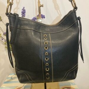 Vintage Coach 10399 Black Pebbled Leather Duffle Shoulder Bag Y2K Purse